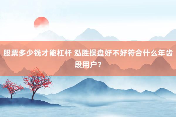 股票多少钱才能杠杆 泓胜操盘好不好符合什么年齿段用户?
