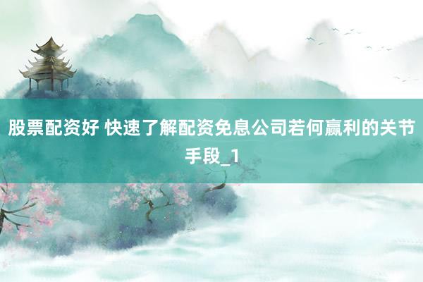 股票配资好 快速了解配资免息公司若何赢利的关节手段_1