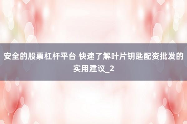 安全的股票杠杆平台 快速了解叶片钥匙配资批发的实用建议_2