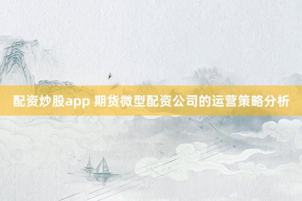 配资炒股app 期货微型配资公司的运营策略分析